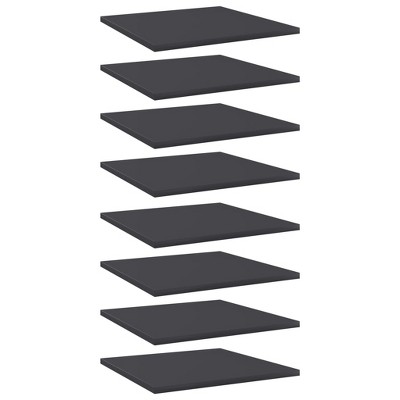 vidaXL Bookshelf Boards 8 pcs Gray 15.7 in.x15.7 in.x0.6 in. Engineered Wood