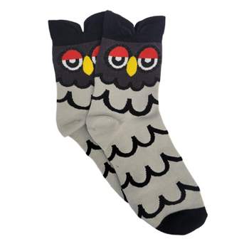 Colorful Owl Crew Socks (Women's Sizes Adult Medium) - Gray from the Sock Panda