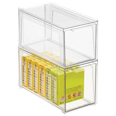 mDesign Clarity Plastic Stackable Kitchen Storage Organizer with Pull  Drawer - 8 x 6 x 7.5, 1 Pack