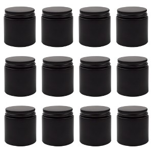 Cornucopia Brands 4oz Black Coated Glass Jars 12pk; Cosmetic Jars w/ Black Metal Lids and Black Matte Exterior, 4oz - 1 of 4
