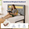 Greenstell Upholstered Headboard with LED  Lights & Charging Station, Modern Fabric Headboard for Bedroom, Adjustable Height & Easy Assembly, Black - 4 of 4
