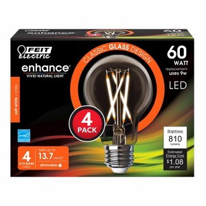 Feit Electric A19 E26 (Medium) Filament LED Bulb Soft White 60 Watt Equivalence 4 pk - 1 of 1