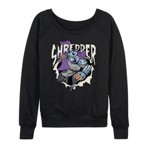 Women's - Teenage Mutant Ninja Turtles - Shredder Lights Lightweight French Terry Wide Neck Long Sleeve Shirt - 1 of 4