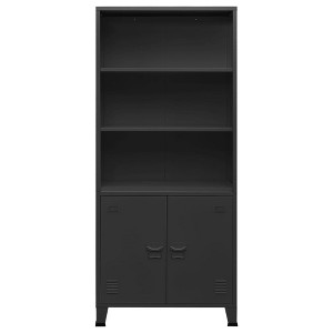 vidaXL Industrial Bookshelf in Anthracite Steel – Freestanding Storage Solution with Shelves and Doors for Home and Office Use. - 1 of 4