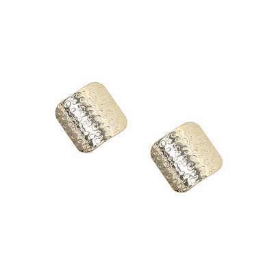 SOHI Women's California Gold Dented Textured Square Stud Earrings