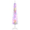 8ft Tall Pencil Prelit Artificial Christmas Tree Holiday D¨¦cor with 668 Branches, 250 Colorful LED Lights, Steel Base, Green - 2 of 4