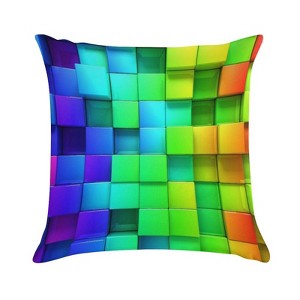 Rainbow Geometric Plaid Pillow Covers 18x18 Decorative Throw Pillows Soft Square Cushion Covers for Couch Sofa Bedroom - 1 of 1