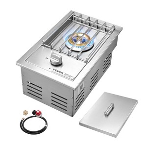VEVOR Single Grilling Side Burner, 15,000BTU Liquid Propane Side Burner, Convertible to Natural Gas, 304 Stainless Steel Built-in Burners,Silver - 1 of 4
