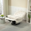 360° Swivel Recliner Adjustable Chair Chenille Swivel Reclining Glider Single Chaise Lounge Sofa Chair With Black Metal Round Base-Cuddlewood - 3 of 4