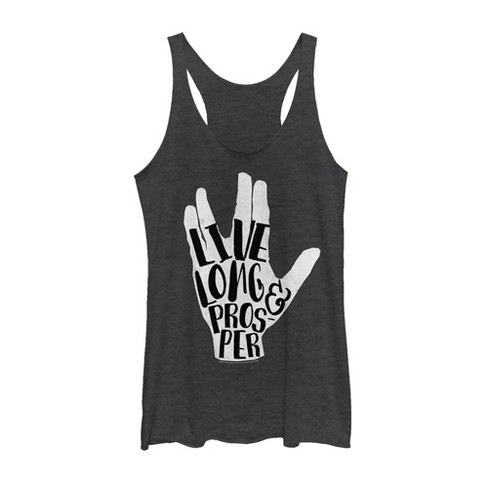 Women's Star Trek Live Prosper Vulcan Salute Hand Racerback Tank Top - image 1 of 3