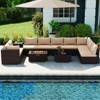 Costway 12 PCS Patio Wicker Sectional Sofa Set with 32” Propane Fire Pit Table Tank Holder Black/Brown/Navy - 4 of 4