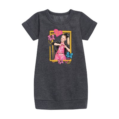 JoJo Siwa Jojo Love Graphic Short Sleeve Fleece Dress - Heather Charcoal - 3T