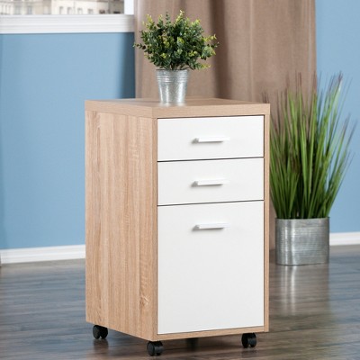 Kenner Brown and White 3-Drawer Lockable Mobile File Cabinet