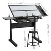 SKRAN Hand Crank Adjustable Drawing Drafting Table Desk With 2 Drawers And Stool Perfect For Home Office And School - 2 of 4