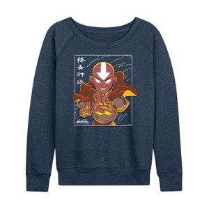 Women's - Avatar: The Last Airbender - Avatar State Aang Lightweight French Terry Wide Neck Long Sleeve Shirt - 1 of 4