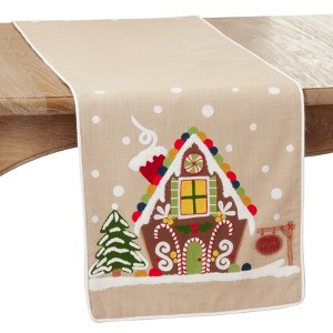 Saro Lifestyle Gingerbread House Runner, Natural, 16" x 72" - 1 of 4
