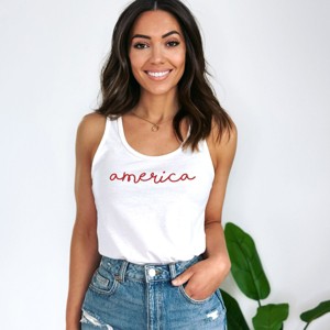 Simply Sage Market America Cursive Racerback Tank - 1 of 4
