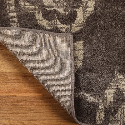 Taupe Floral Stain-resistant Modern Farmhouse Area Rug, 3'x5'