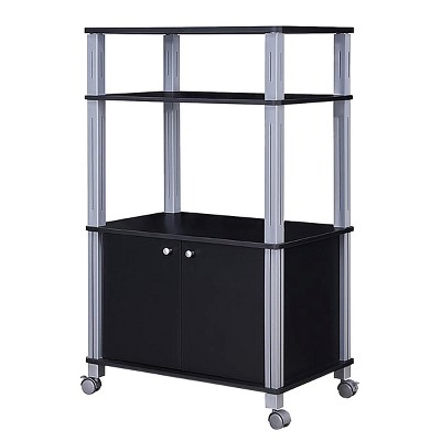 Tangkula 3-tier Display Shelf Microwave Stand Cabinet w/ Rolling Wheel