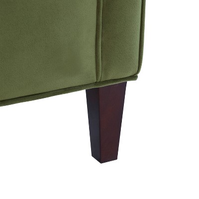 Questa Green Velvet Accent Arm Chair with Wood Legs