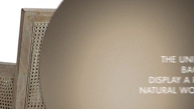 Cream and Reclaimed Natural Wood Accent Chair with Cane Back