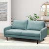 Velvet Sofa Mid-Century Modern Couch with Wooden Legs for Living Room - 3 of 4