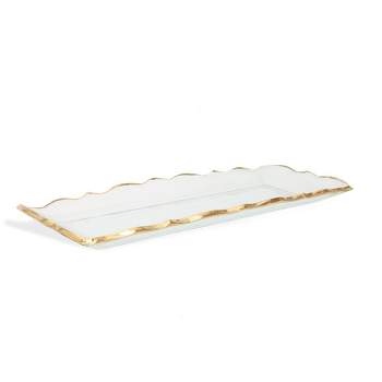 Classic Touch 19" Glass Oblong Tray with Gold Edge