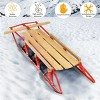 Angel Sar Classic Wooden Snow Sled with Steering Bar, 330lb Capacity Sit or Lie Down Toboggan, Outdoor Winter Sled with Metal Runners for Snowy Hills - 4 of 4