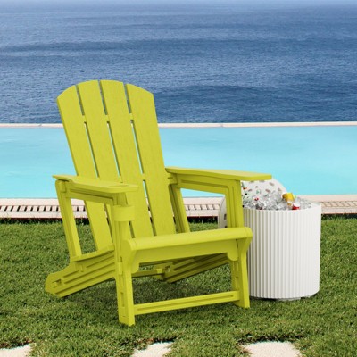 VisioGear Patio Adirondack Chair with Cup Holder, Outdoor Comfortable Set for Backyard, Yellow, 31.4"*29.6"*36.4"