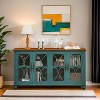CAVINAS European Antique Style Sideboard Cabinet with 4 Transparent Glass Doors,Accent Cabinet with Storage for Kitchen,Dining Room - 3 of 4