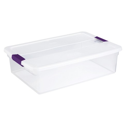 Sterilite 15qt Clear View Storage Bin with Latch Purple