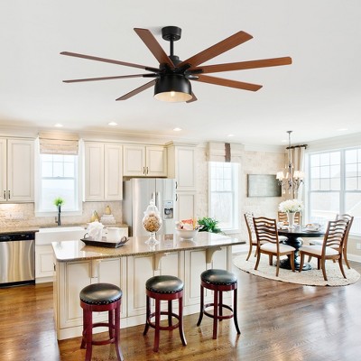 HOMLUX 52"/66" Rustic Large Ceiling Fan W/Light Remote Double-Sided Blades Reversible Motor,Black