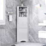 Tall Bathroom Freestanding Corner Cabinet With Door And Adjustable Shelves - ModernLuxe