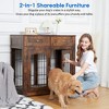 Dog Crate Furniture with Cushion, Wooden Dog Kennel Indoor with Double Doors & 2 Drawers, Dog House Side End Table for Small Medium Dogs - 2 of 4