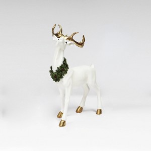 Moments in Time 18.5" Gold Antler Standing Reindeer with Wreath - 1 of 3