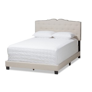 Vivienne Modern and Contemporary Fabric Upholstered Bed Light Beige - Baxton Studio - 1 of 4