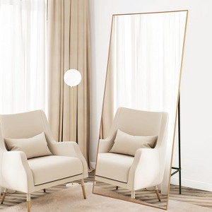 Acekool 71"x31" Full Length Mirror, Extra Large Rectangle Floor or Wall Mirror, Thin Aluminum Frame, HD Explosion-Resistant Glass, Black - 1 of 4