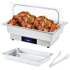 9-Quart Stainless Steel Electric Warmer Buffet Set, Double Compartments with Temperature Control, Suitable for Parties, Banquets, and Buffets - 1 of 4