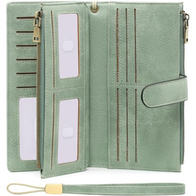 Clotth Womens Large Capacity RFID Blocking Wallet with Removable Wrist Strap –PU Leather Bifold Credit Card Holder & Travel Clutch for Daily Use