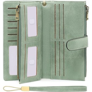 Clotth Womens Large Capacity RFID Blocking Wallet with Removable Wrist Strap –PU Leather Bifold Credit Card Holder & Travel Clutch for Daily Use - 1 of 4