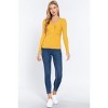 Slickblue Women's V-Neck Twisted Front Sweater, Long Sleeve Soft Knit Top, Honey Mustard, Size S-L - 2 of 4