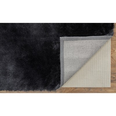 Indochine Black Rectangular Hand-Tufted Synthetic Fur Rug