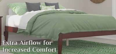 Colorado Queen Gray Upholstered Wood Platform Bed with Slats