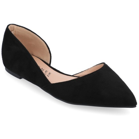 Journee Collection Womens Ester Slip On Pointed Toe D'Orsay Flats Black 6