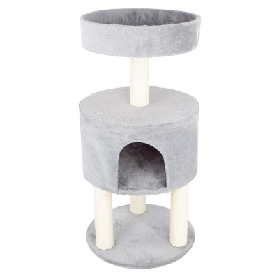 Pet Adobe 4-Tier Kitty Condo and Scratching Post – Gray