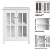 Lavish Home Buffet Cabinet - Sideboard Table with Interior Shelf and Glass Display Doors (White) - 3 of 4