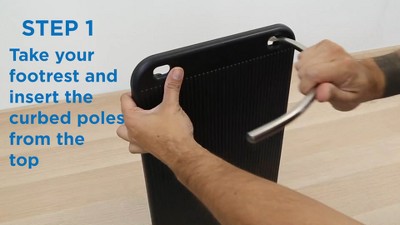 Black Adjustable Ergonomic Under-Desk Footrest with Chrome Frame
