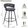 DYHOME 28 inch Bar Stools Set of 3, Modern Counter Height Bar Stools, 360° Swivel Suede Fabric Stool Chairs with Woven Back and Footrest - 2 of 4