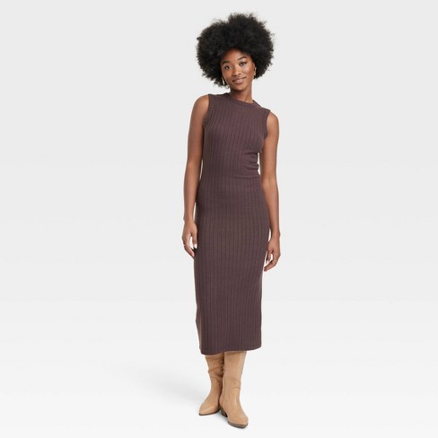 Ribbed knit clearance midi dress