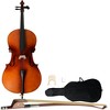 TopComfy 4/4 Acoustic Cello Set with Case Bow Rosin for Kids Adult Learning Professional Cellists and Beginners, Brown, 54.33"*12.99"*20.08" - 2 of 4